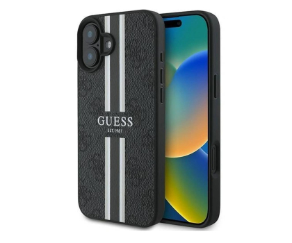Etui / obudowa na smartfona Guess 4G Printed Stripes do iPhone 16 Plus czarny